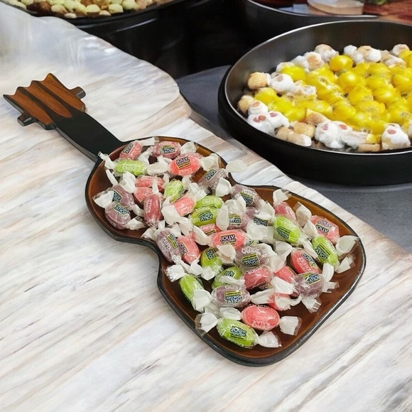 Vintage Wooden Violin Shaped Tray Made in Haiti 16”L x 6”W bottom x 5”W Top - Picture 2 of 13